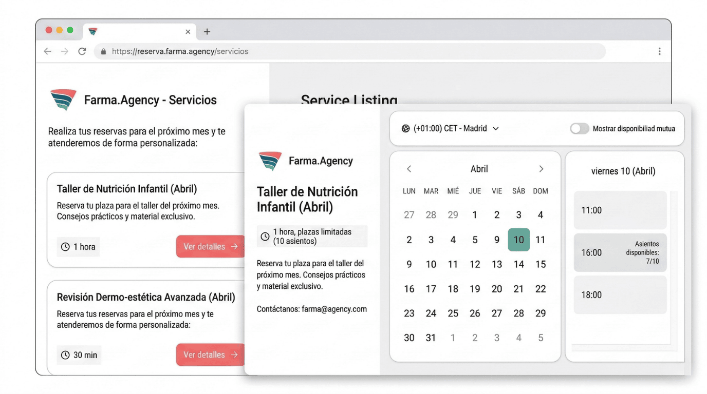 Reservas completas para servicios del próximo mes
